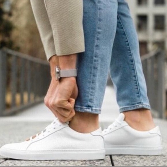 GREATS Perforated Royale Leather Blanco Sneakers 9 - Picture 1 of 7